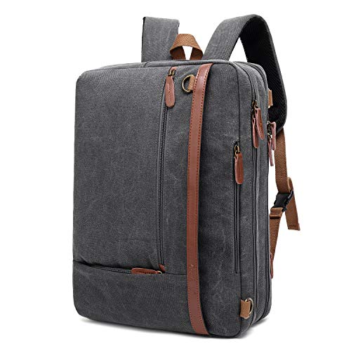 CoolBELL Mochila Convertible en Bolso de Hombro para Guardar Ordenadores portátiles. Maletín de Negocios Mochila de Viaje para Guardar Ordenadores portátiles de 17,3 Pulgadas (Gris Oscuro en Lienzo)