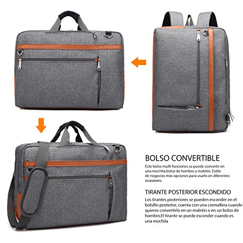 CoolBELL Mochila Convertible en Bolso de Hombro para Guardar Ordenadores portátiles. Maletín de Negocios Mochila de Viaje para Guardar Ordenadores portátiles de 17,3 Pulgadas (Gris)