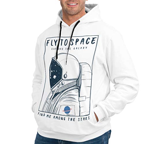 Coole Astronauten Espacio Planetas gráficos impresión Hombre Hoodie Singular Manga Larga para la conducción Lateral con Bolsillos Sportoberteile Blanco XXL