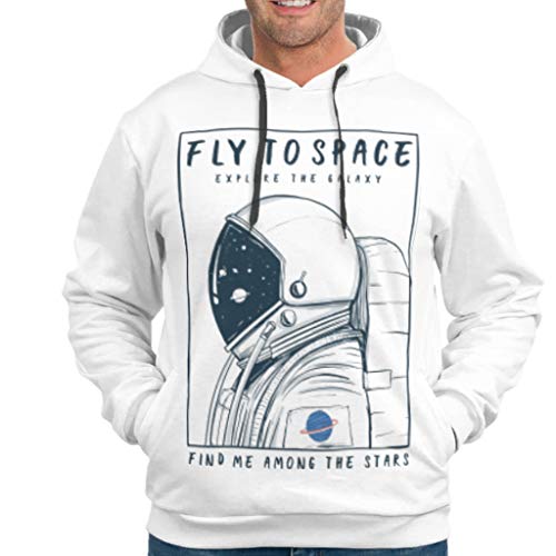 Coole Astronauten Espacio Planetas gráficos impresión Hombre Hoodie Singular Manga Larga para la conducción Lateral con Bolsillos Sportoberteile Blanco XXL