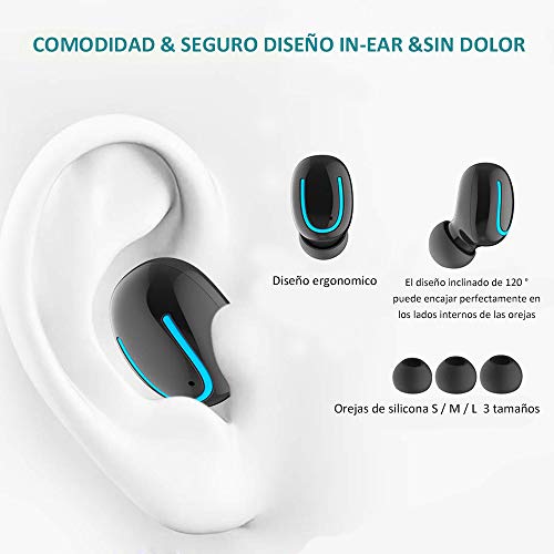 COOLEAD Mini Auricular Bluetooth 5.0 Inalámbrico Singular TWS Estéreo In Ear Auricular Micrófono Manos Libres con Caja de Carga Portátil Auricular para Deporte iPhone Samsung Huawei Android iOS