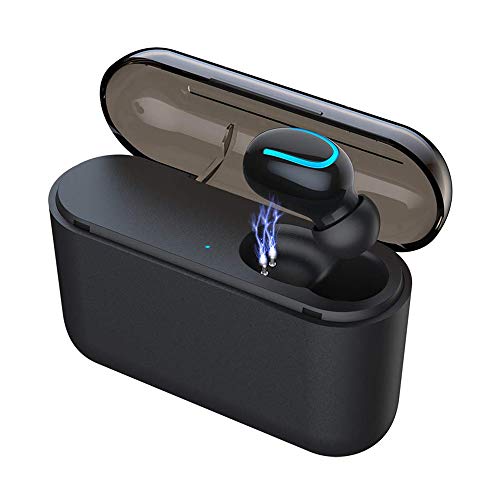 COOLEAD Mini Auricular Bluetooth 5.0 Inalámbrico Singular TWS Estéreo In Ear Auricular Micrófono Manos Libres con Caja de Carga Portátil Auricular para Deporte iPhone Samsung Huawei Android iOS