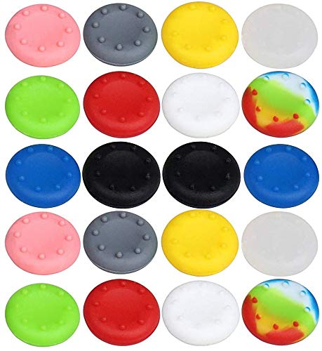 Coollooda para PS3, PS4, Xbox 360, Xbox One Cubiertas Cubierta Protectora de Barra 22 mm de diámetro Tapas de Agarre de Pulgar Paquete de 20 Colorido Tapa de empu?aduras de Pulgar