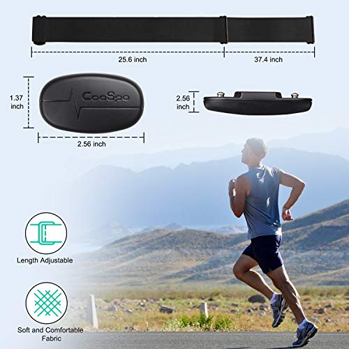 CooSpo Banda de Frecuencia Cardiaca Bluetooth 4.0 Ant+ Monitor Sensor de Frecuencia Cardíaca Compatible con Garmin Wahoo Zwift Endomodo y Otros