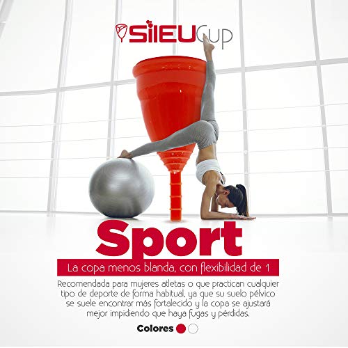 Copa Menstrual Sileu Cup Sport - Copa deportiva perfecta para deportes, pilates, yoga, piscina, baile, gimnasio - Alternativa ecológica y natural a tampones y compresas - Talla S, Transparente