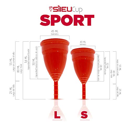 Copa Menstrual Sileu Cup Sport - Copa deportiva perfecta para deportes, pilates, yoga, piscina, baile, gimnasio - Alternativa ecológica y natural a tampones y compresas - Talla S, Transparente