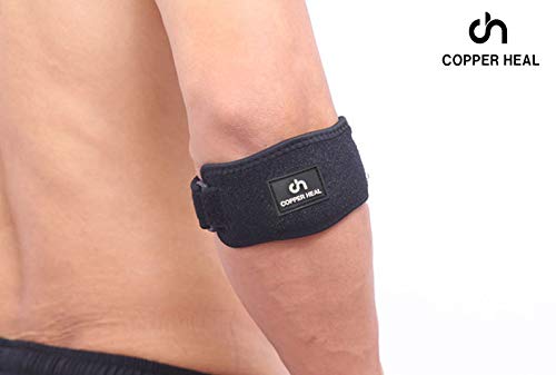 COPPER HEAL Codera Deportiva Adjustable - Soporte Antebrazo Recuperación medica Codo Tenista Epicondilitis Lateral crossfit Sport Coderas padel tendinitis Tenis baloncesto Golf elbow support