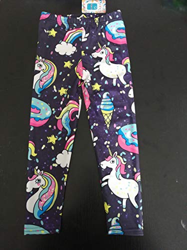 Coralup Mallas elásticas coloridas para niñas pequeñas, con impresión 3D, pantalones casuales, longitud completa, 2 – 10 años Calavera+unicornio 5-6 Años