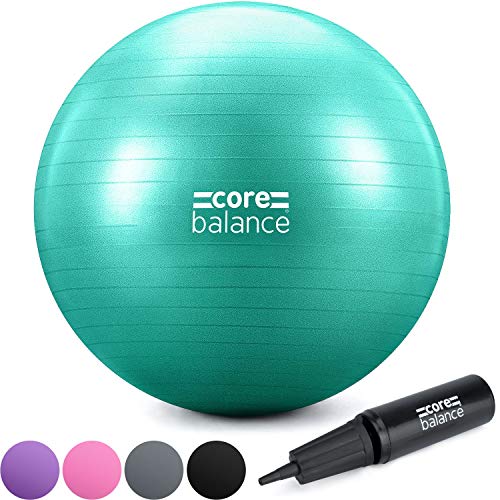 CORE BALANCE, Pelota de Pilates, Fitness, Yoga, Embarazo, Fitball para Ejercicios Gimnasia - Muy Resistente – Tamaño 55cm 65cm 75cm 85cm - Hinchador Incluido