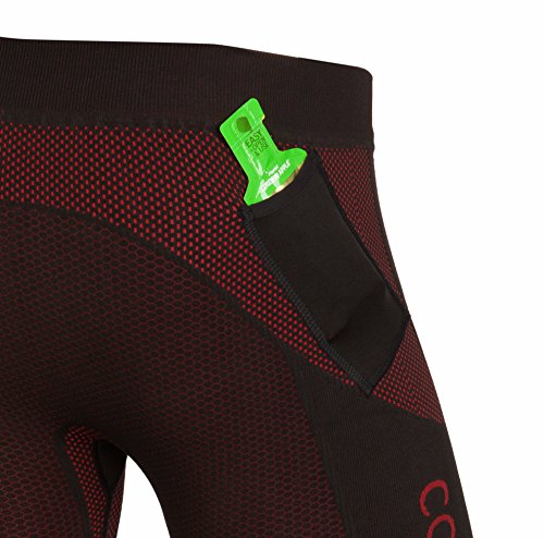 coreevo - Mallas compresivas Compression 3/4 Pirata Running/Trail Running, Talla XL, Color Negro/Rojo