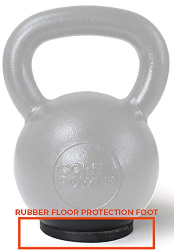 CorePower® - Pesa rusa de hierro fundido, 4-32 kg, alta calidad para gimnasio, entrenamiento y CrossFit, con base de goma para protección del suelo, negro