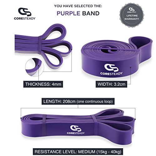 Coresteady Banda de Resistencia Banda para dominadas | Banda de Entrenamiento para Crossfit - Powerlifting - Yoga – Ejercicios de Estiramientos (Una Unidad por Venta) para Hombres y Mujeres