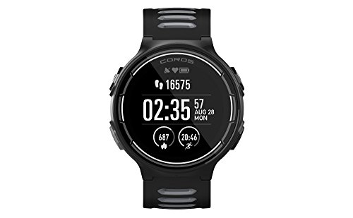 COROS Reloj Deportivo GPS Pace con monitorización de frecuencia cardíaca en la muñeca | Incluye Funciones de Correr, Ciclismo, natación y triatlón además de altímetro/barométrico (Negro)