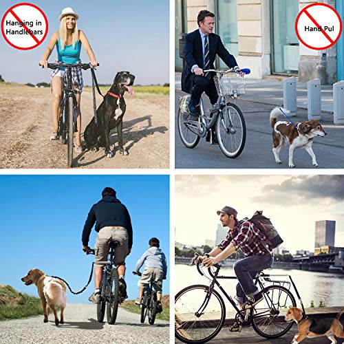 Correa de Bicicleta para Perros - Correa de Manos Libres de Ejercicio de Bicicleta para Mascotas - Acero Inoxidable Ejercitador de Perros de Servicio Pesado con Amortiguación de Muelles