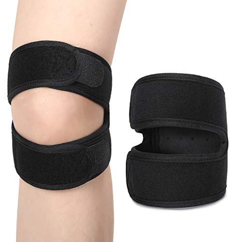 Correa de Rodilla de Tendón de Rótula Correa de Soporte de Rodilla Ajustable Rodillera para Senderismo, Correr, Fútbol, Sentadillas, Baloncesto, Béisbol, Tenis y Voleibol (Negro)