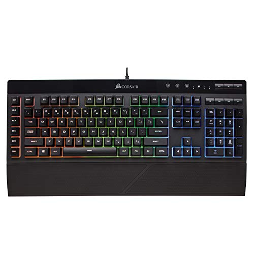 Corsair K55 RGB - Teclado (Alámbrico, USB, Interruptor de Membrana, QWERTY, LED RGB, Negro)