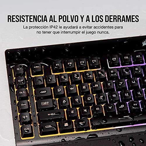 Corsair K55 RGB - Teclado Gaming (retroiluminación multicolor RGB, QWERTY), negro [España]