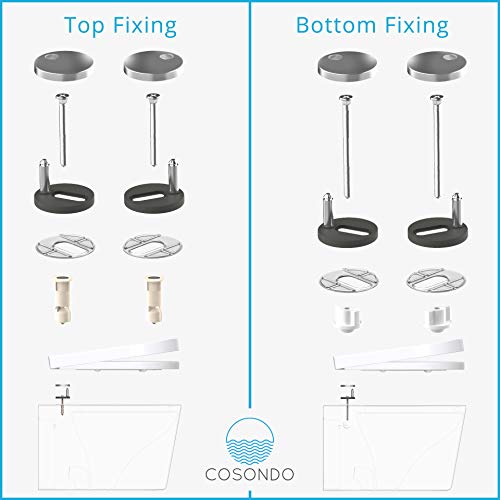 Cosondo D-Forma Tapa wc universal Asiento para inodoro inteligente de cierre suave y lento descenco antibacterial desmontaje rapdio plástico duro y blanco fácil limpieza