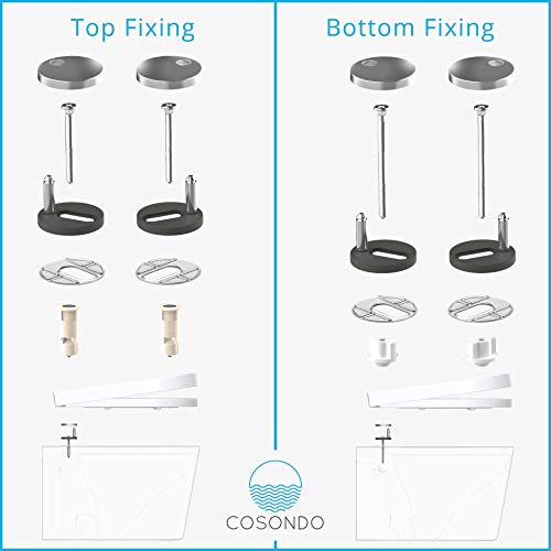 Cosondo D-Forma Tapa wc universal Asiento para inodoro inteligente de cierre suave y lento descenco antibacterial desmontaje rapdio plástico duro y blanco fácil limpieza