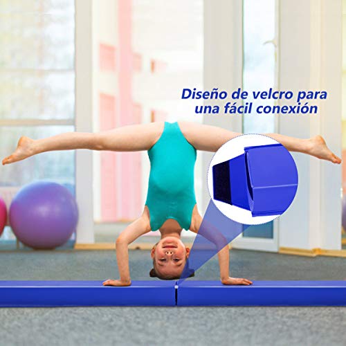 COSTWAY 117CM Barra de Equilibrio Gimnasia PU Entrenamiento Balance Beam para Fitness Ejercicio (Azul)
