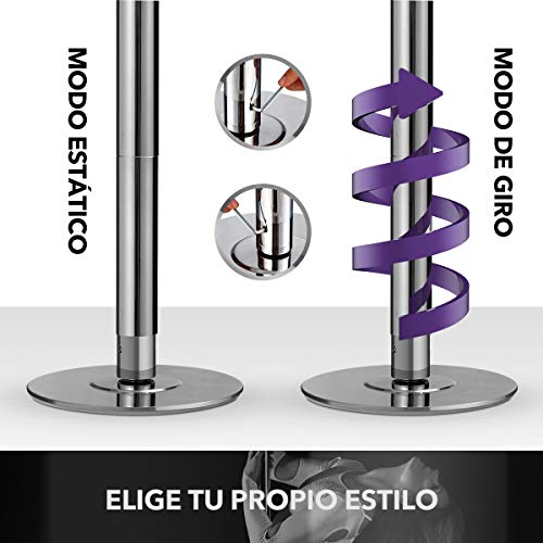 COSTWAY Barra de Baile Profesional Estática y Giratoria Pole Dance de 45 mm Altura Ajustable de 2,23 m a 2,82 m para Hogar Club