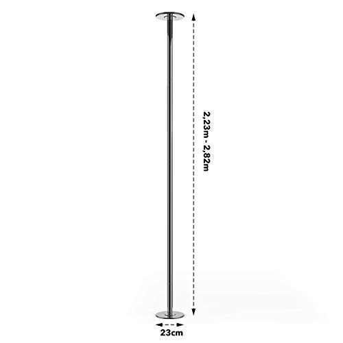 COSTWAY Barra de Baile Profesional Estática y Giratoria Pole Dance de 45 mm Altura Ajustable de 2,23 m a 2,82 m para Hogar Club