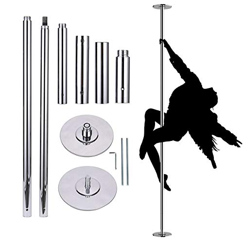 COSTWAY Barra de Baile Profesional Estática y Giratoria Pole Dance de 45 mm Altura Ajustable de 2,23 m a 2,82 m para Hogar Club