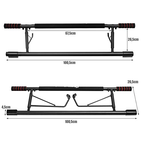 COSTWAY Barra de Dominadas para Puerta sin Tornillo Barra de Tracción Carga hasta 200KG para Entrenamiento Fitness en Casa Gimnasio