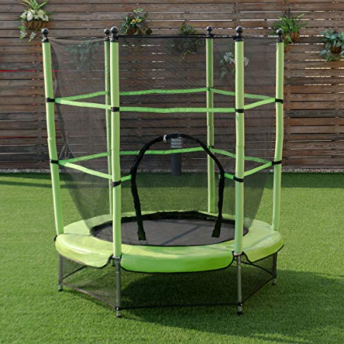 COSTWAY Cama Elástica de Jardín Infantil Trampolín para niños con Red de Seguridad Ø 140cm