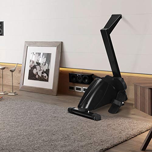 COSTWAY Máquina de Remo Magnética Plegable para Gimnasio en Casa con Resistencia de 10 Etapas y Monitor LCD Carga hasta 120kg Negro