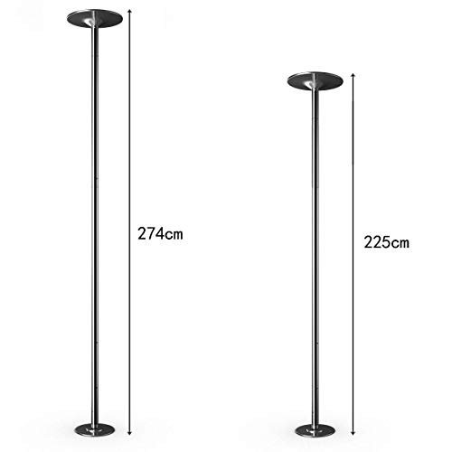 COSTWAY Pole Dance Barra de Baile Giratoria de 45 mm de Acero Inoxidable Profesional Altura Ajustable Danza Ejercicio