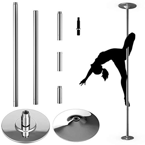 COSTWAY Pole Dance Barra de Baile Giratoria de 45 mm de Acero Inoxidable Profesional Altura Ajustable Danza Ejercicio