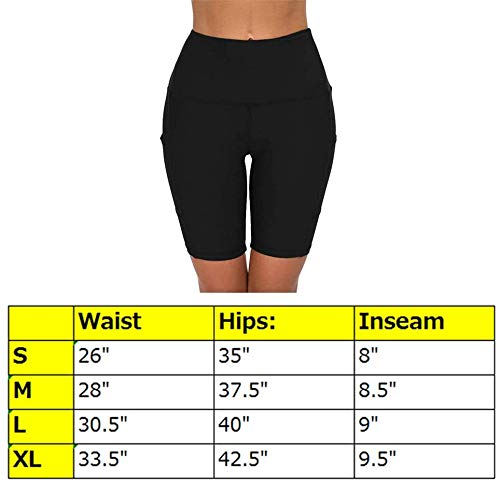 COTOP Pantalones Cortos de Yoga para Correr, Pantalones Cortos Deportivos de Cintura Alta con Bolsillos Laterales para Mujeres (L)