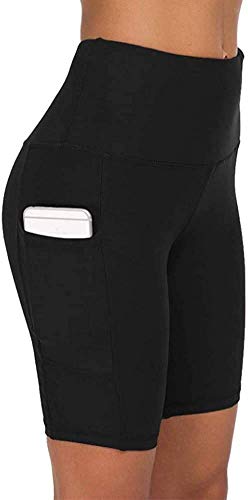 COTOP Pantalones Cortos de Yoga para Correr, Pantalones Cortos Deportivos de Cintura Alta con Bolsillos Laterales para Mujeres (L)