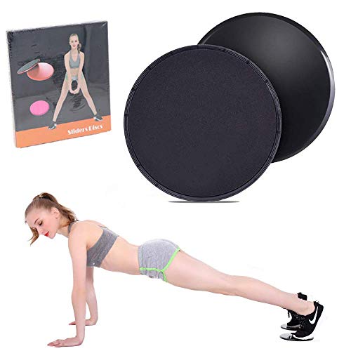 COVVY Core Sliders Discos de Deslizamiento de Ejercicio de Doble Lado Uso en Pisos de Madera Dura de Alfombra para Ejercicios Abdominales y básicos, Equipo de Ejercicio de Gimnasio en casa (Black)