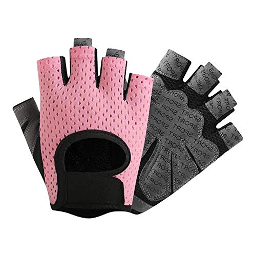 COZOCO Hombres Mujeres Yoga Guantes De Fitness Levantamiento De Pesas Entrenamiento Deportes Guantes De Bicicleta (L, Rosado)