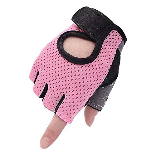 COZOCO Hombres Mujeres Yoga Guantes De Fitness Levantamiento De Pesas Entrenamiento Deportes Guantes De Bicicleta (L, Rosado)