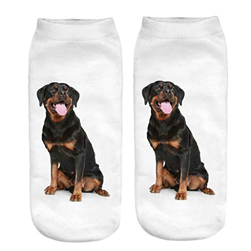 COZOCO Mujeres 3d De Dibujos Animados Divertidos Locos Perros Lindos Increíble Novedad Imprimir Tobillo Calcetines (una talla, A)