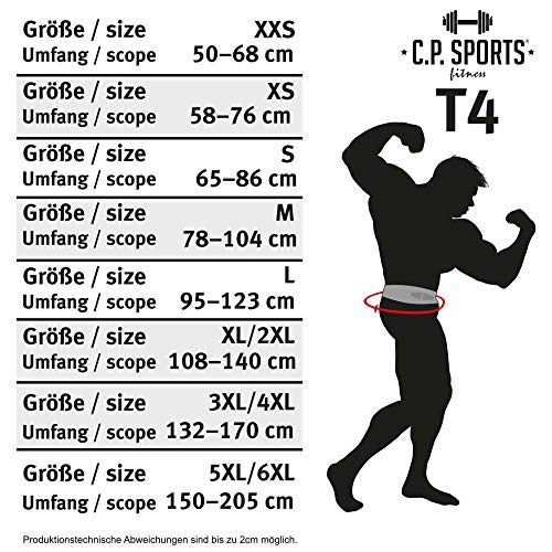 C.P. Sports – Cinturón para Entrenamiento con Pesas (Piel) Schwarz/Innenfläche Weiß Talla:Large