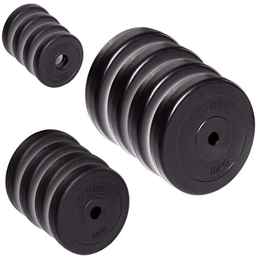 C.P. Sports - Juego de discos de pesas (30/31 mm, 26 kg, 30 kg y 52 kg, plástico, entrenamiento de fuerza, fitness, culturismo, placas de contorno), color 52 kg – Set 4, tamaño 30 mm