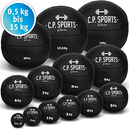 C.P. Sports K5 - Balón medicinal de piel, color marrón o negro, tamaño 0,5 kg