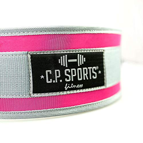 C.P. Sports Set Dip Cinturón (Dipgürtel, Dippgürtel) incluida cadena & carabinas + Strongman Handgelenkbandagen pares - más peso para Klimmzüge & Dips - Kraftsport, Bodybuilding, Cross Fit, rosa