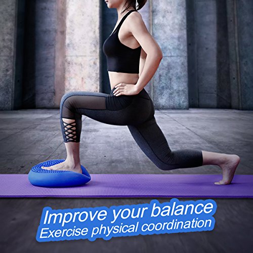 CPOKOH Cojin Equilibrio, Cojines de Equilibrio Usado para Entrenamiento del/Balance Rehabilitación/Ejercicios de Espalda/Gimnasio/Yoga/Cojín. (35cm,Azul)