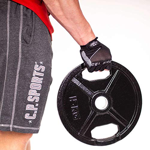 C.P.Sports olímpico Discos de peso 50 mm como pares - hierro fundido o engomado, 0,5 kg - 30 kg con mango agujero para levantamiento de pesas, 1 par de discos de hierro fundido normal, 1 kg