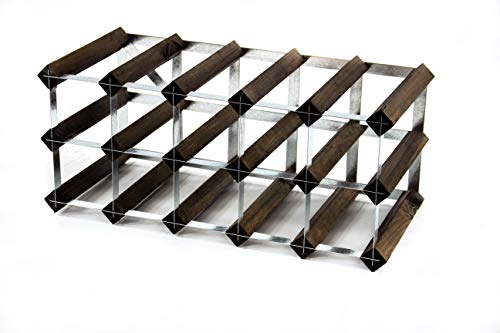 Cranville wine racks Madera Classic 15 Botella de Roble Oscuro Manchado y galvanizado Estante del Vino del Metal ya montados