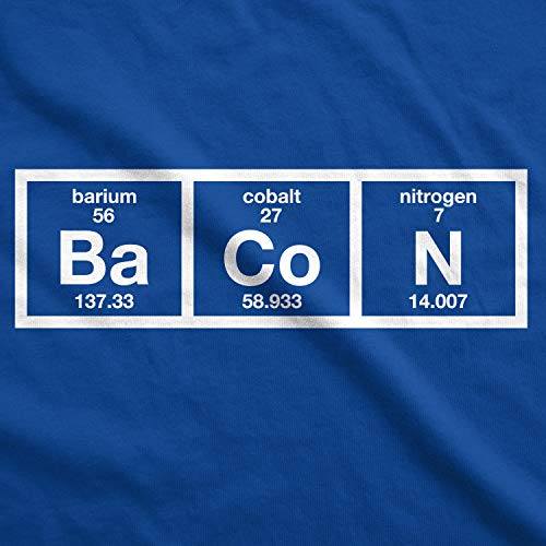 Crazy Dog Tshirts - Mens The Chemistry of Bacon T Shirt Funny Nerdy Graphic Periodic Table Science (Blue) - M - Camiseta Divertidas
