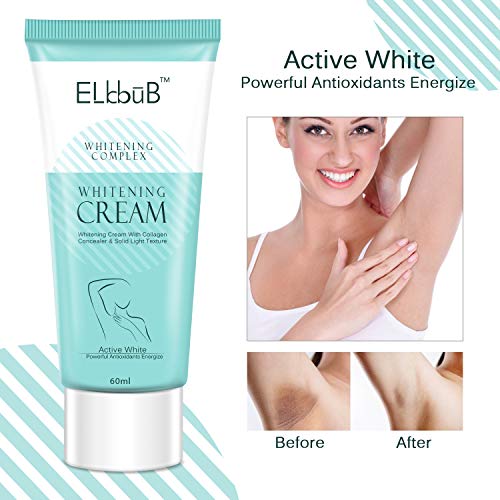 Crema Blanqueadora, Skin Whitening Cream, Crema Blanqueadora Cuerpo para Piel Oscura, Cuello, Zonas sensibles, Codos, Muslos Interiores, Rodillas y Axilas, Crema para el Cuidado de la Piel