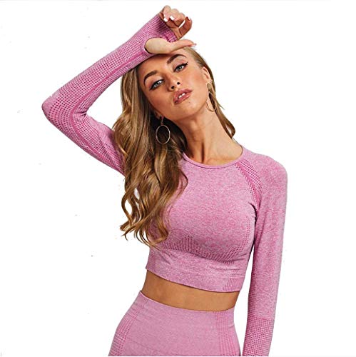 CrisKat Chandal mujer Conjunto deportivo mujer Conjunto mujer Cintura Alta Leggings Ropa fitness mujer Mallas deporte niña Mallas crossfit mujer (Conjunto Rosa, M)