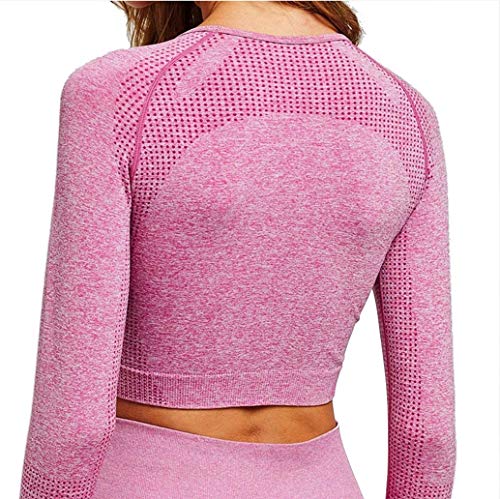 CrisKat Chandal mujer Conjunto deportivo mujer Conjunto mujer Cintura Alta Leggings Ropa fitness mujer Mallas deporte niña Mallas crossfit mujer (Conjunto Rosa, M)