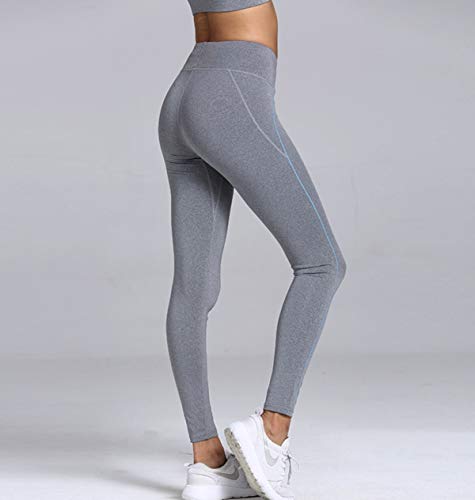 CrisKat Conjunto de Ropa Deportiva para Mujer Camiseta de Running de Manga Corta de 2 Piezas Pantalones de Cintura Alta Yoga Gym Wear(#3 Conjunto Gris Claro, S)